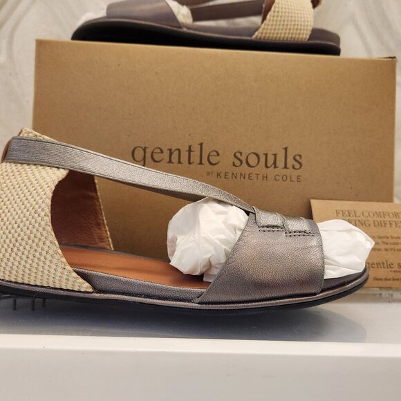 Gentle Souls "Lark Elastic" Flat Sandals in Pewter. NIB. Size 9 - Picture 1 of 12